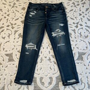 American Eagle Tomgirl dark button fly jeans 8